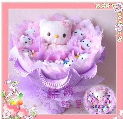 2010 new style romantic hello kitty bouquet for Wedding,Valentine Gift,birthday 1set/lot + free shipping