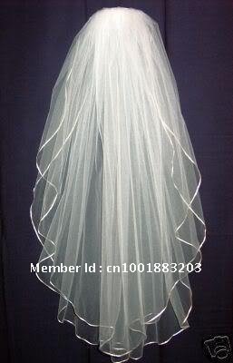 2011 2T White And Ivory Wedding Veils Bridal Veils Short Veil With Comb Ribbon Edge m1