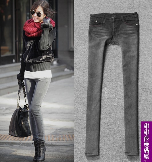 2011 4321 unique gradient slim legs elastic skinny pants pencil pants denim trousers