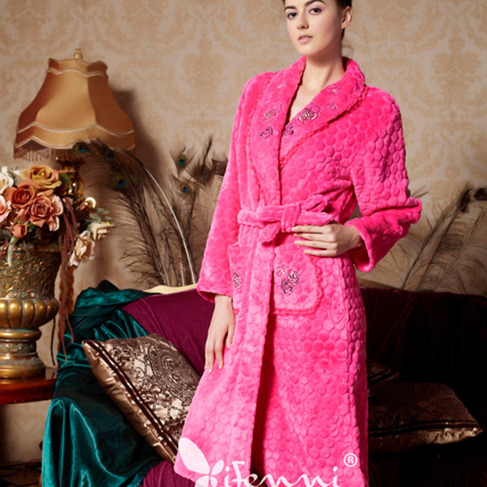 2011 autumn and winter fanny goatswool high quality coral fleece long-sleeve women's robe sleepwear lounge 7611