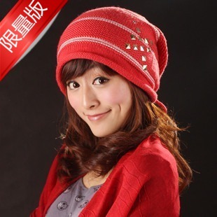 2011 autumn and winter hat stripe millinery personalized roll-up hem all-match wool cap toe cap covering cap ty80039