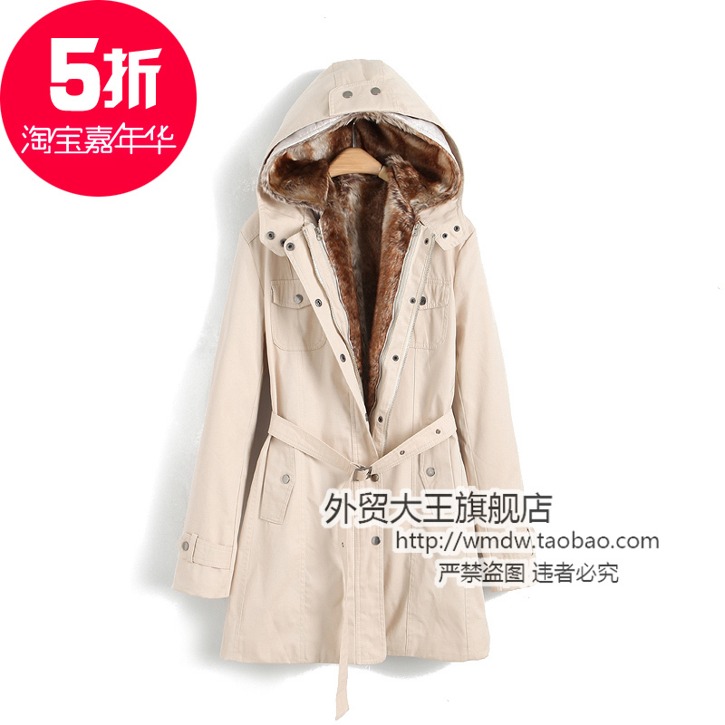 2011 autumn and winter hooded outerwear women's trench wool liner thickening wool overcoat slim ww2333