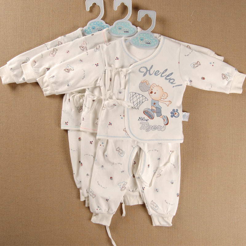 2011 autumn and winter small y double faced bandage beam sets newborn underwear set 0446
