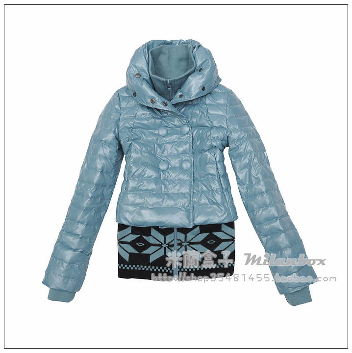 2011 autumn and winter sweet candy color knitted sweep double breasted heap turtleneck a depreciating design short down coat