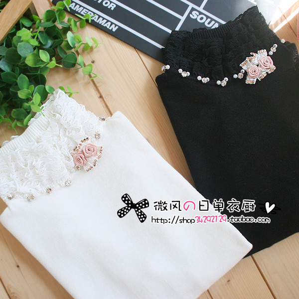 2011 autumn . elegant rhinestone gentlewomen bow slim turtleneck knitted basic shirt