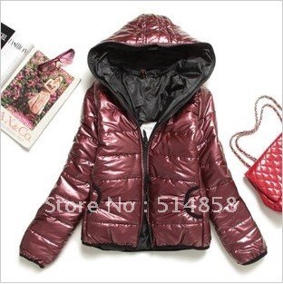 2011 autumn new arrival slim glossy outerwear with a hood long-sleeve thickening cotton-padded jacket