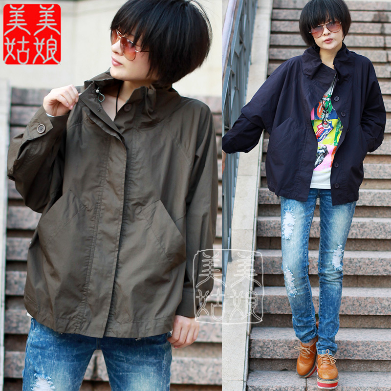 2011 autumn new arrival solid color loose thin short jacket female spring and autumn clothing plus size