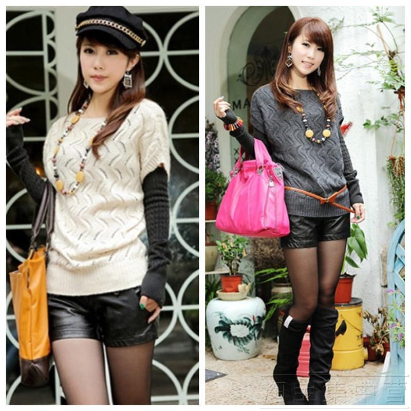 2011 autumn slit neckline shirt cutout vest rabbit fur sweater outerwear