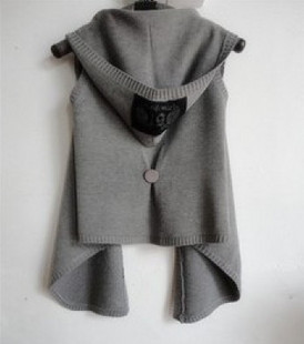 2011 autumn wool blending irregular hooded vest cardigan