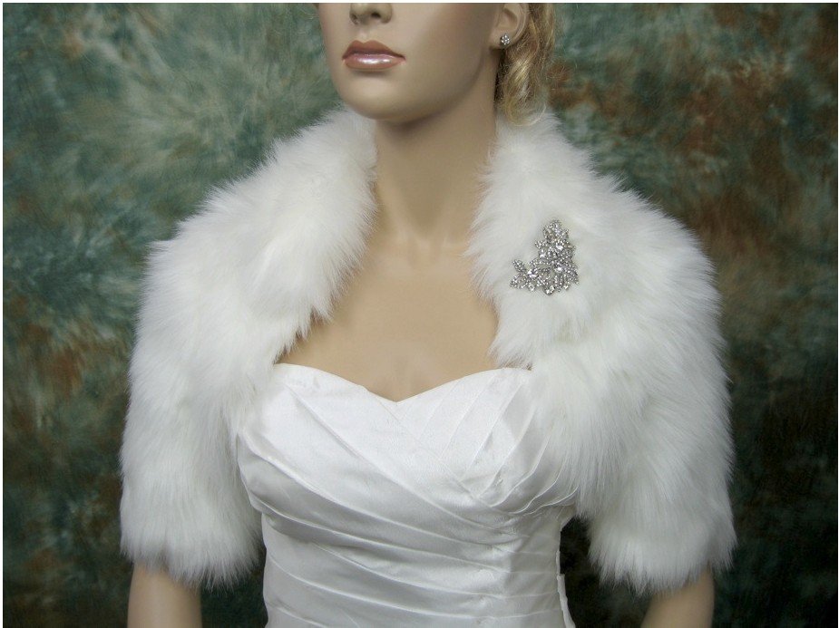 2011  Beautiful  Ivory  faux fur jacket shrug bolero Wrap FB003_Ivory S