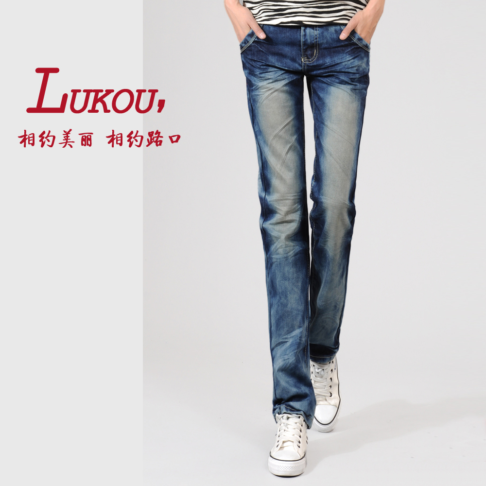 2011 casual denim straight pants plus size jeans female straight women's loose jeans