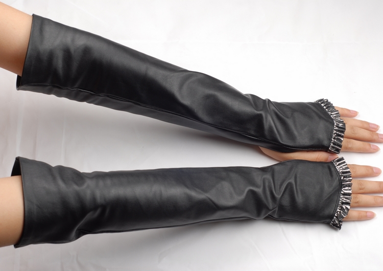 2011 design genuine leather long gloves ruslana korshunova female