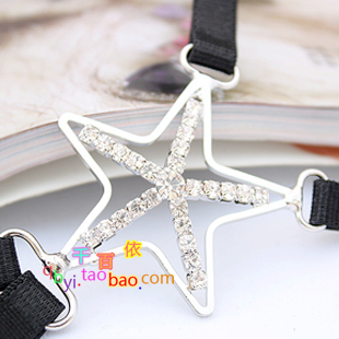 2011 elegant full sparkling diamond rhinestone metal five-pointed star back cross shoulder strap underwear shoulder strap bra