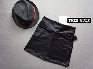 2011 fashion plus size matte black faux leather skirt short skirt elastic tight bust skirt female Free shipping