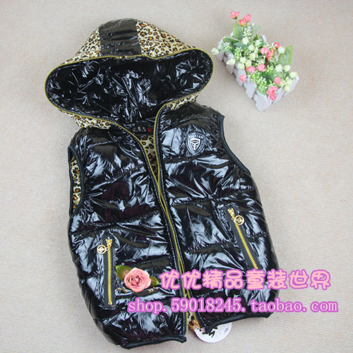 2011 fashion shiny casual cotton-padded jacket with a hood vest girls clothing
