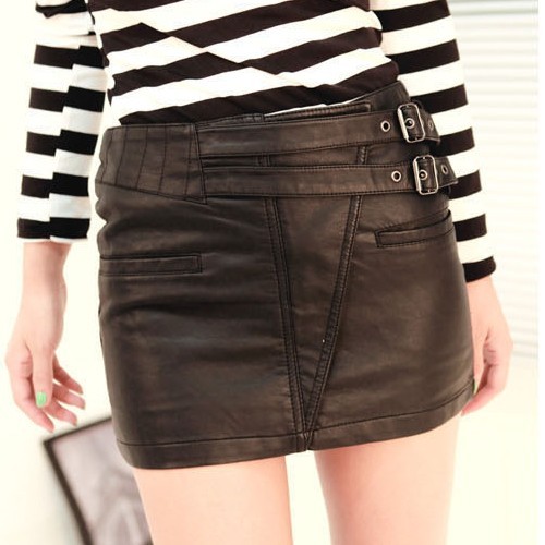 2011 fashion small strap slim hip short skirt sexy leather skirt bust skirt