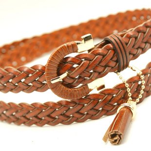 2011 fashion solid color thin belt Women women's strap genuine leather (BL007)