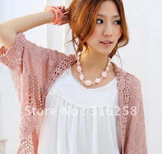2011 Hitz retro hollow chain link fence bat sleeve shawl sweater coat cardigan hand crocheted