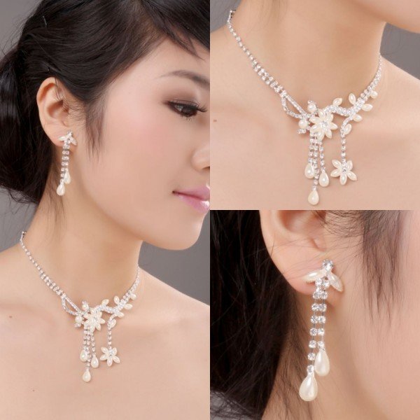 2011 Hot Selling Beautiful Olivet Rhinestone Wedding Necklace And Earring Sets XL-002