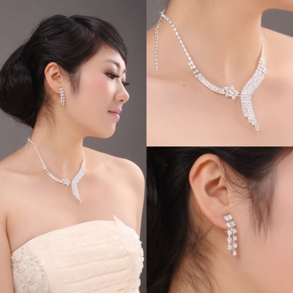 2011 Hot Selling Beautiful Rhinestone Wedding Necklace Earring XL-001