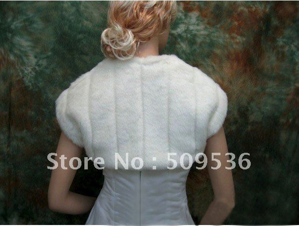2011  Ivory faux fur bridal shrug bolero wrap FS001 Medium  size