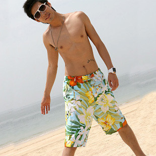 2011 male lovers design beach pants waste-absorbing quick-drying swimwear fabric