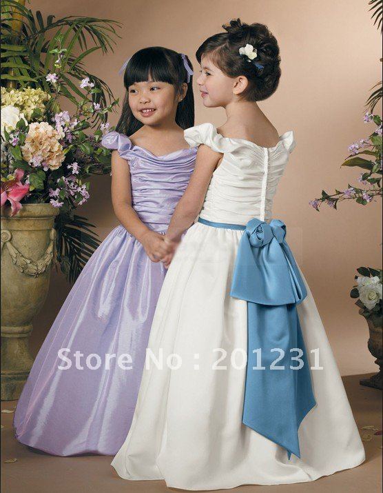 2011 new A-line Lovely taffeat flower girl dress with sash