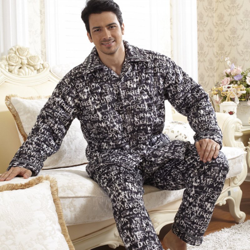 2011 new arrival autumn and winter cotton-padded jacket male thermal thickening coral fleece cotton-padded sleepwear 5852