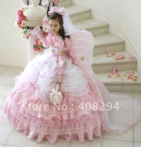2011 new arrival cap-sleeve ball gown little princess flower girl dress