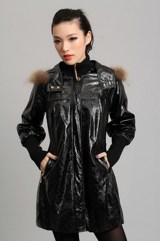 2011 new arrival female trench long design women's PU female PU