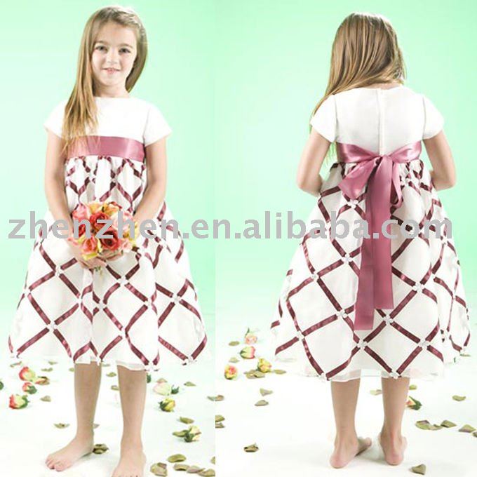 2011 New arrival FG-006 zhenzhen satin organza flower-girl dress