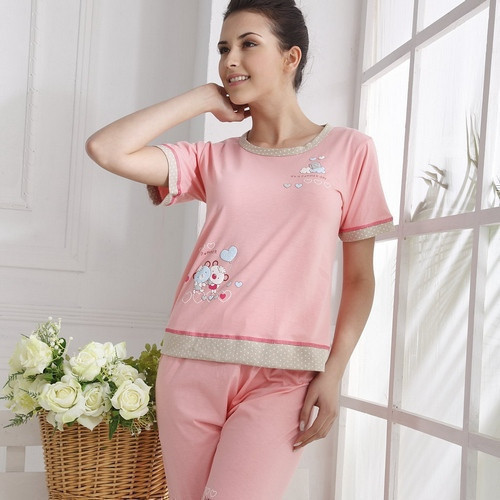 2011 new arrival spring and autumn women's 100% cotton 100% cotton short-sleeve lounge set cartoon sweet 0059