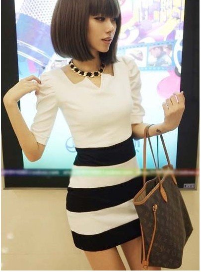 2011 new autumn short  sleeve ladies' fashion sexy mini night dress stripped cotton dresses half sleeve