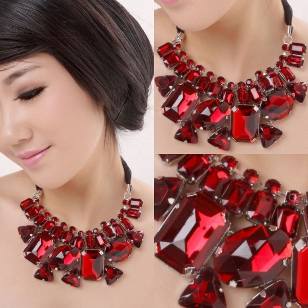2011 New Beautiful  Red Classics Artificial Crystal Wedding Necklace And Earring Sets XL-039