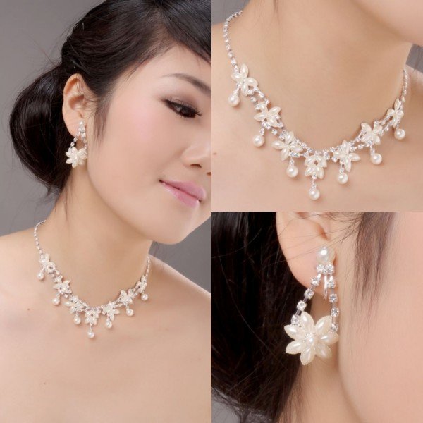2011 New Designer Ablaze Beautiful Olivet Rhinestone Wedding Necklace And Earring Sets XL-005