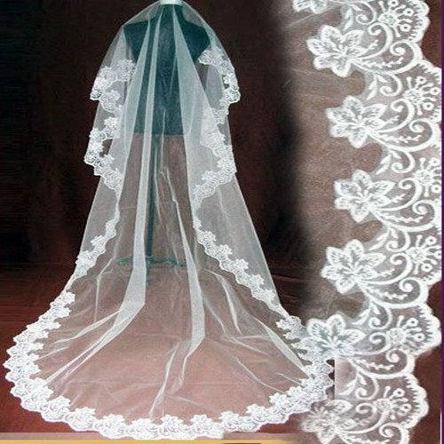 2011 New Hot Style Lace Edge Design Long Wedding Veils