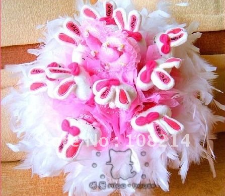 2011 new style romantic 10pcs cute rubbit bouquet for Wedding,Valentine, Birthday Gift 1set/lot Free shipping