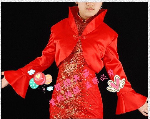 2011 new style shawl red thick satin shawl/sleeveless jacket M/L number