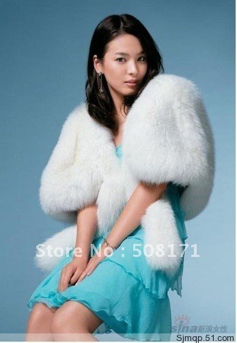 2011 New Without tags Ivory Faux Fur Stole Wrap Shrug Bolero Coat Bride shawl