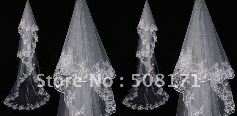 2011 New Without tags White / ivory  Wedding Veil  Bridal  Veil  One Layer with beaded   M14