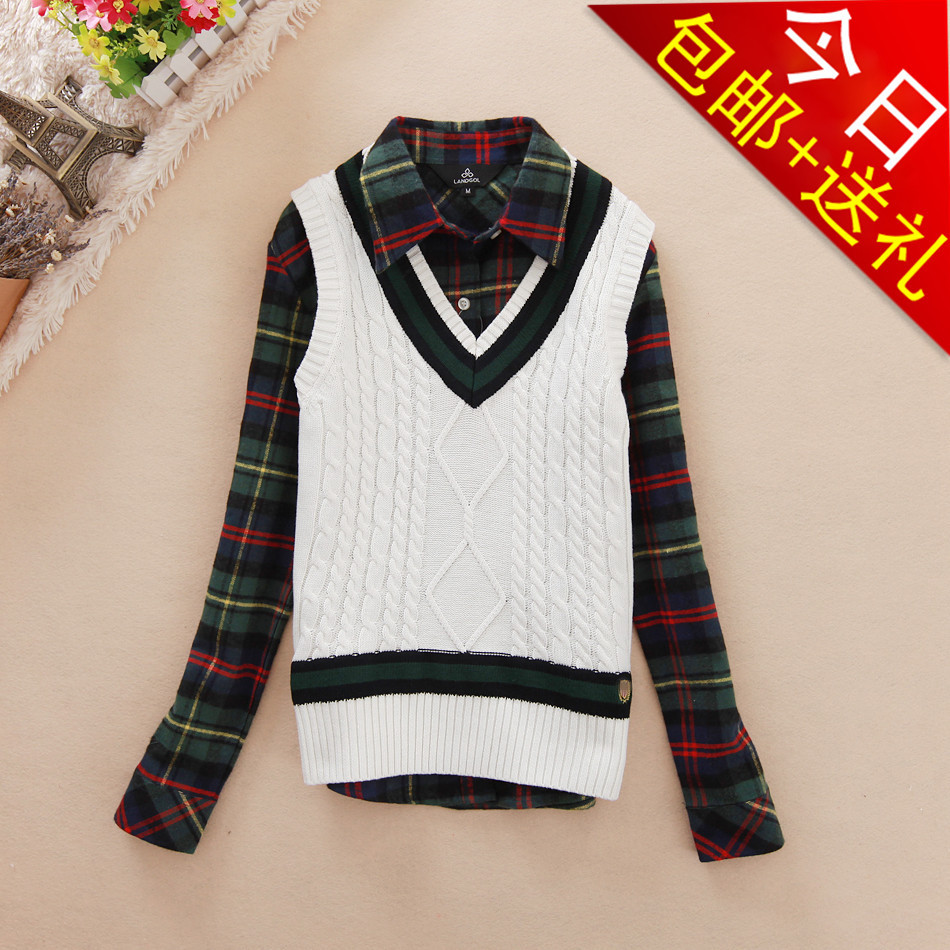 2011 preppy style V-neck slim female sweater shrug small vest