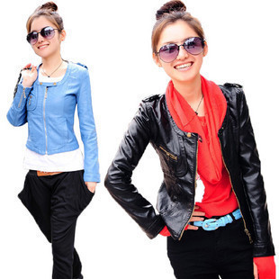 2011 PU short design water washed leather clothing autumn women's jacket slim small leather clothing