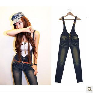 2011 queen sexy fashion elastic denim bib pants 9962