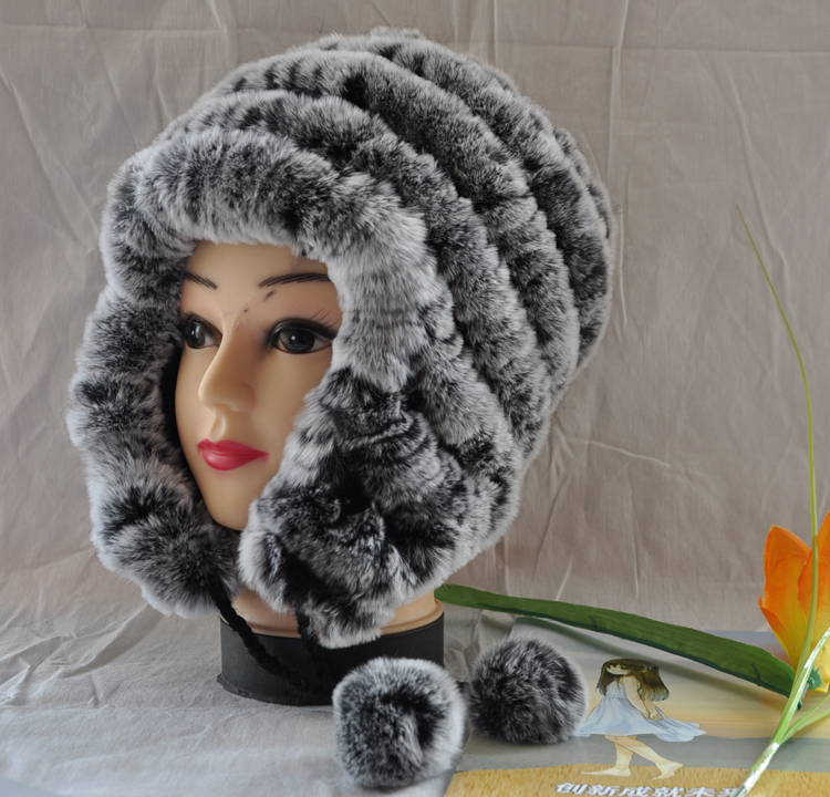 2011 rabbit fur hat genuine leather hat ear protector cap women's hot-selling eslpodcast rex rabbit hair