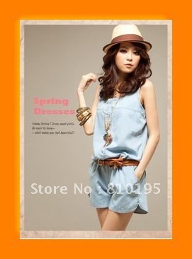 2011 retro fashion women denim jumpsuit overall shorts jumpsuits coatume free shipping