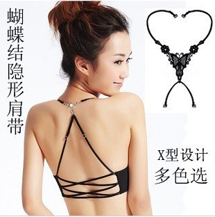 2011 rhinestone butterfly shoulder strap underwear shoulder strap bra spaghetti strap