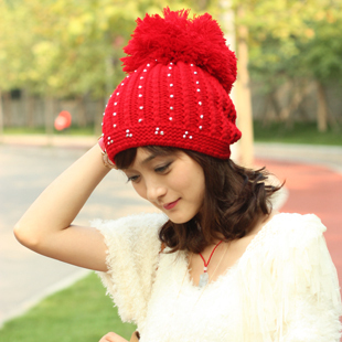 2011 rhinestones millinery knitted hat ball knitted hat autumn and winter hat dm90070