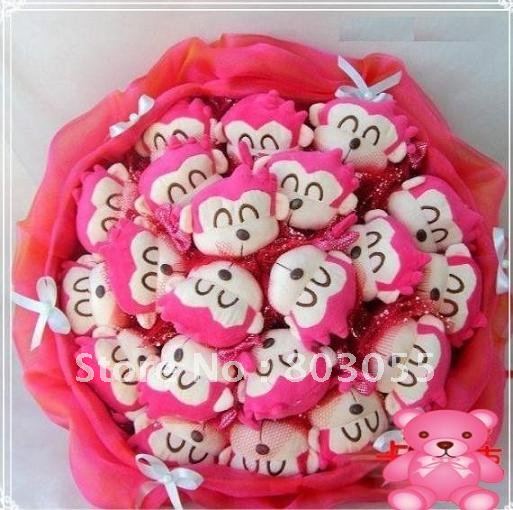 2011 romantic flower monkey cartoon bouquet for Wedding Valentine Birthday gift 1set/lot+Free shipping