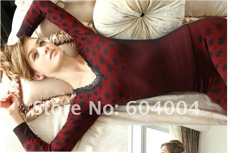 2011 round brought bud silk cotton jerseys elastic body jacquard model body underwear lady warm underwear