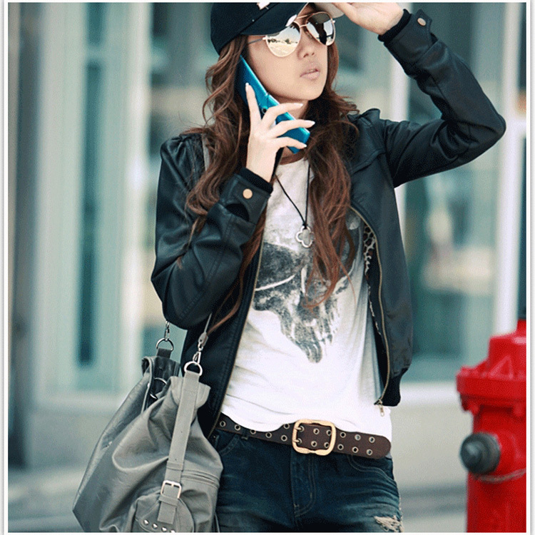2011 slim short design leather clothing pipkin princess outerwear jacket motorcycle sexy leather clothing PU